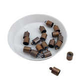 Metal Brass Cord End Caps 10x6mm With Inner Dia 5.5mm (Pack of 10 Pieces) Cylinder Antique Copper Color For Jewellery Making